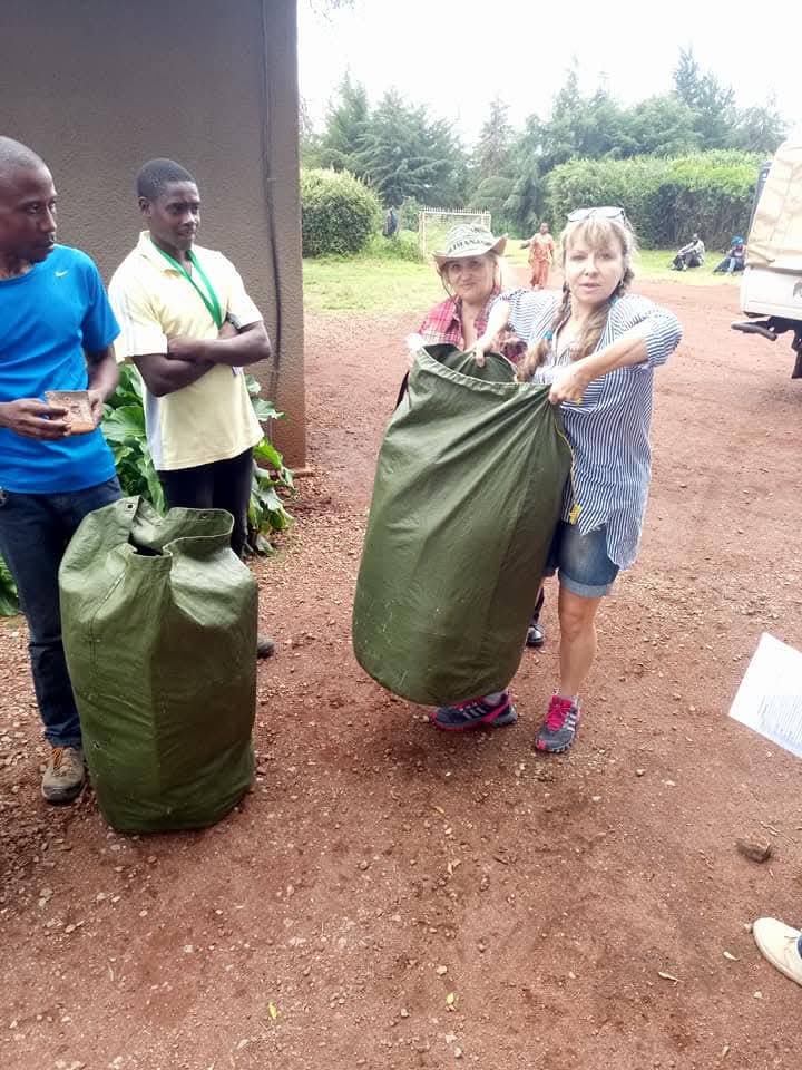 Packing porter duffel bags before the climb